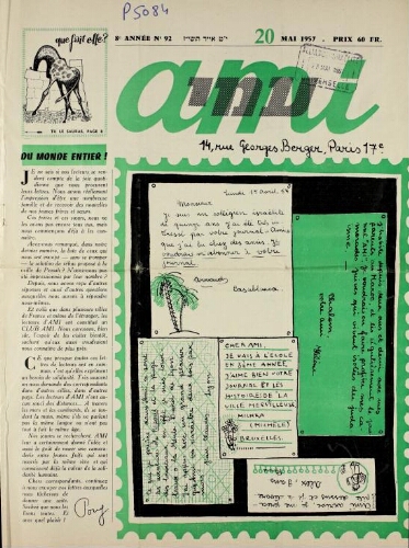 Ami : Mensuel pour la Jeunesse. Vol.08 N°92 (20 mai 1957)